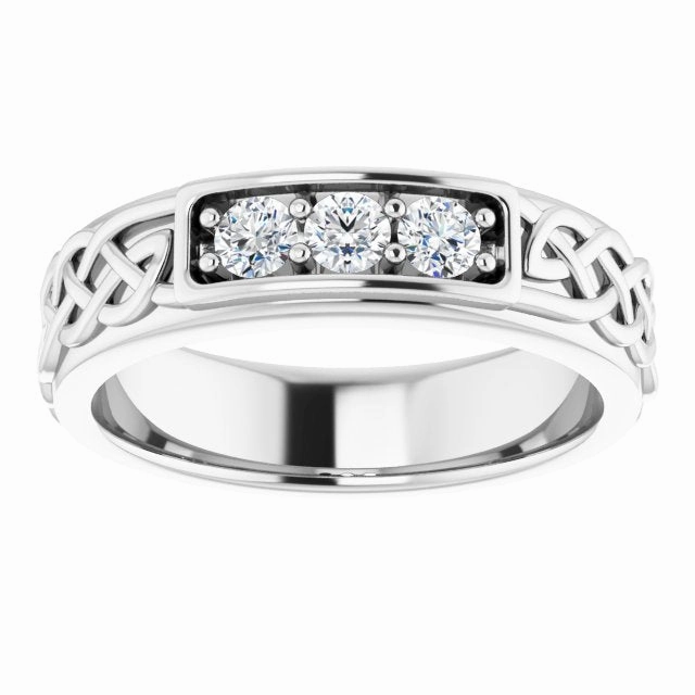 Celtic Knot Design 0.30 ctw Round Diamond Men's Ring
