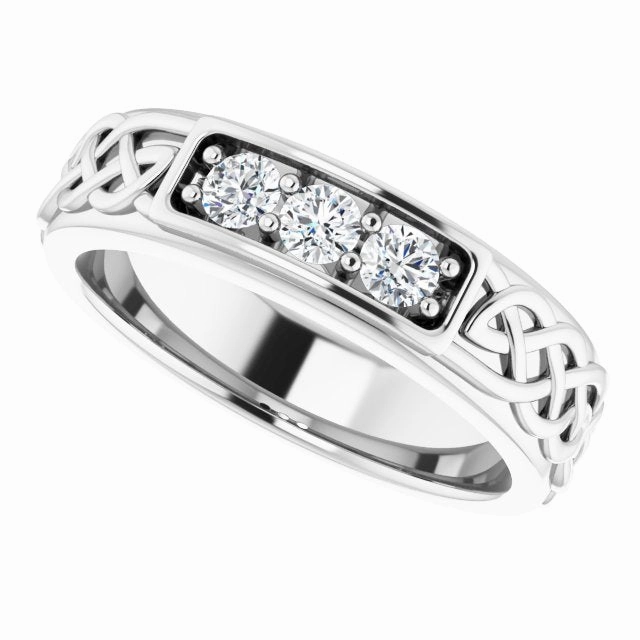 Celtic Knot Design 0.30 ctw Round Diamond Men's Ring