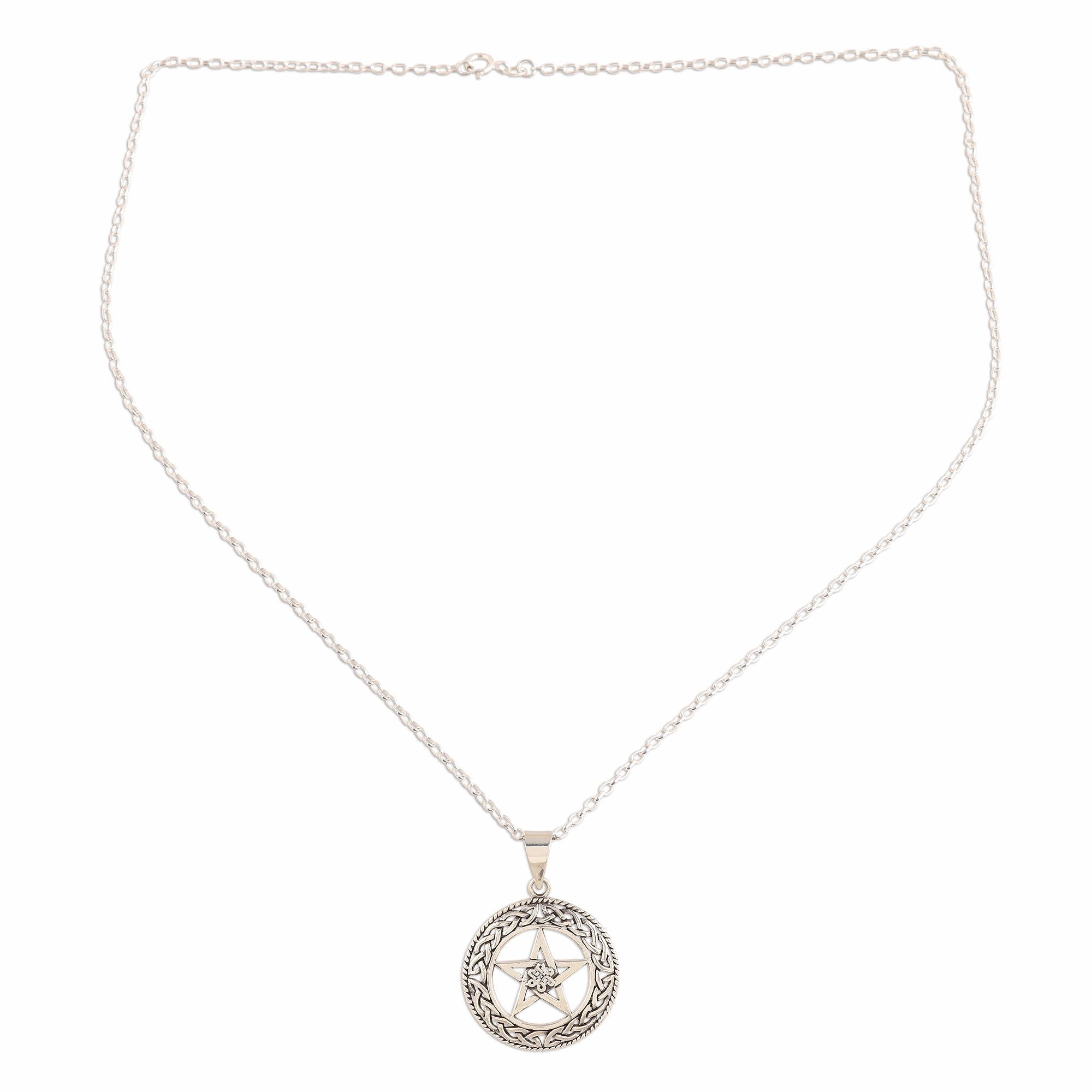 Celtic Star Celtic Motif Sterling Star Pendant Necklace from India
