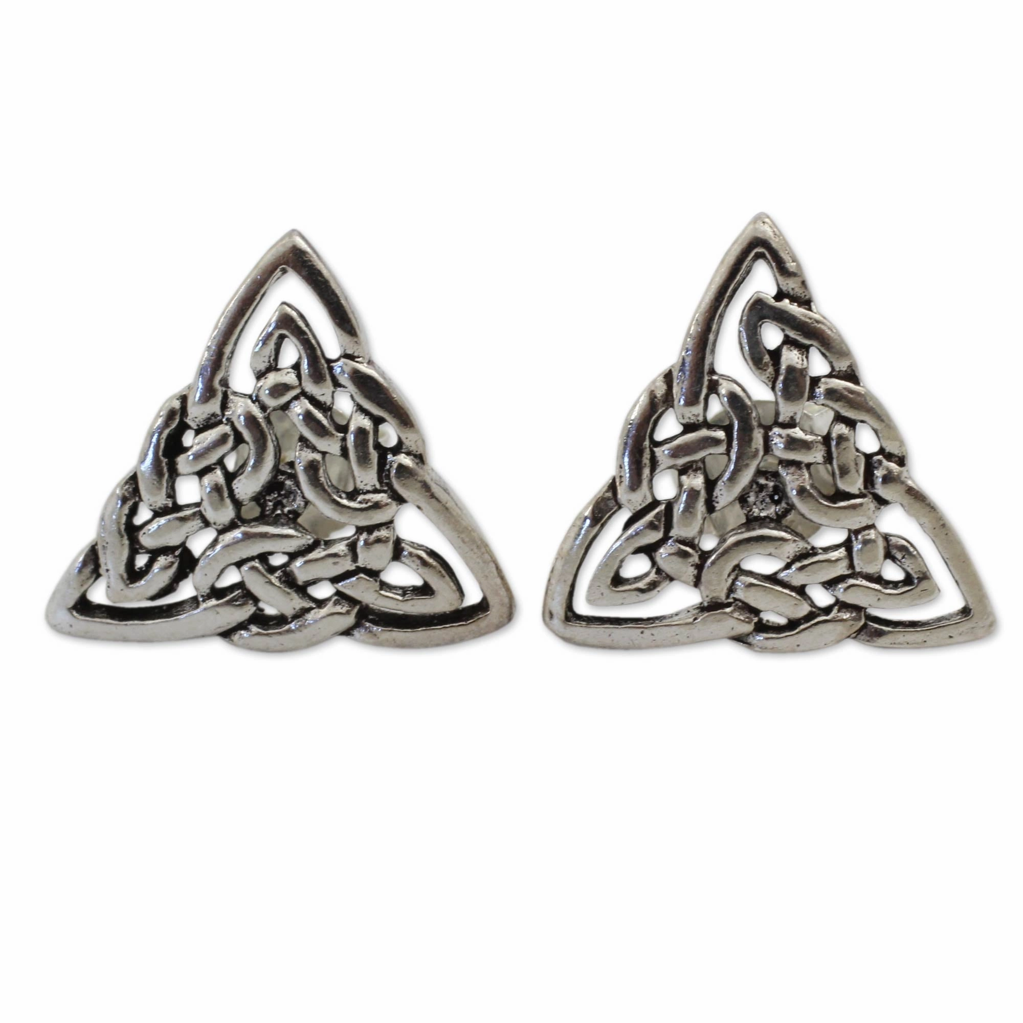 Celtic Triangle Celtic Triangle Knot Button Earrings in Sterling Silver