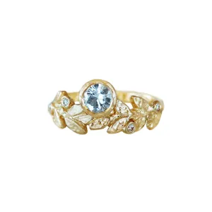 Centred Sapphire Wreath Ring with Diamonds