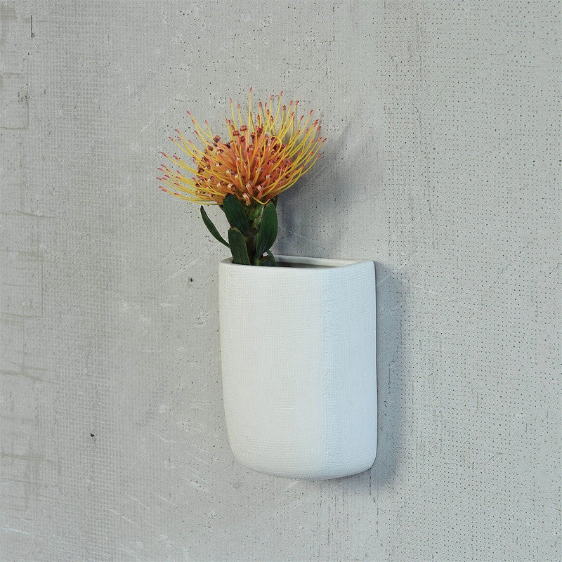 Ceramic Wall Pocket - Tall - White