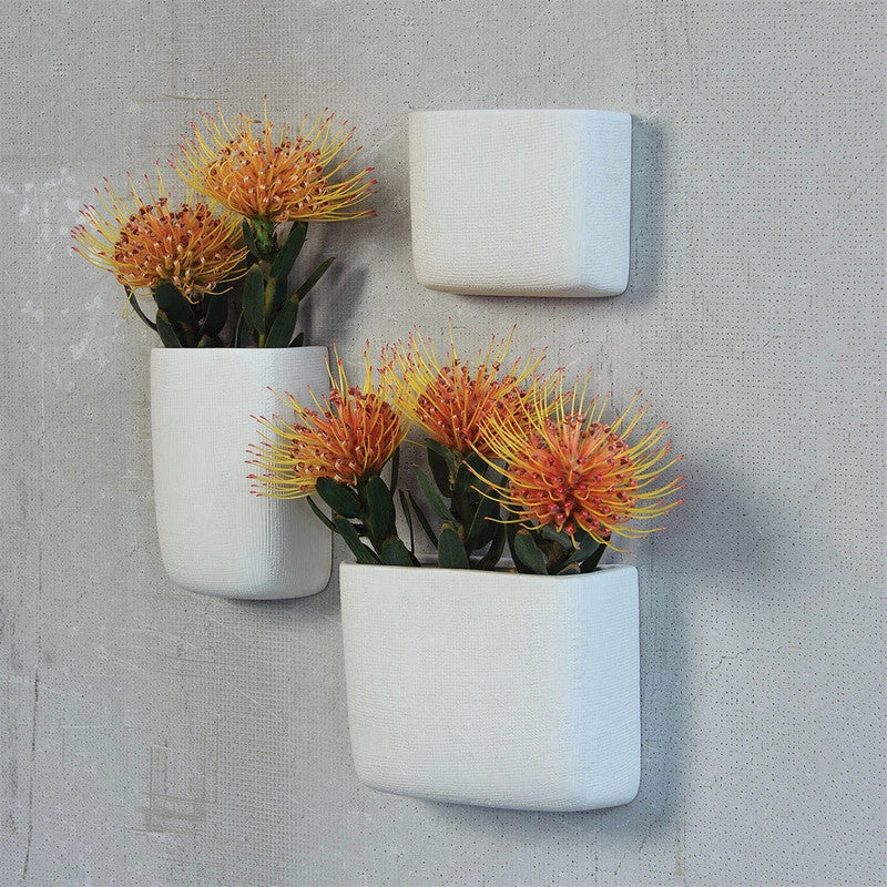 Ceramic Wall Pocket - Tall - White