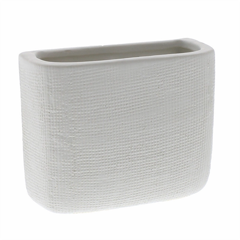 Ceramic Wall Pocket, Rect - Sm - White Vase,Ceramic Vase
