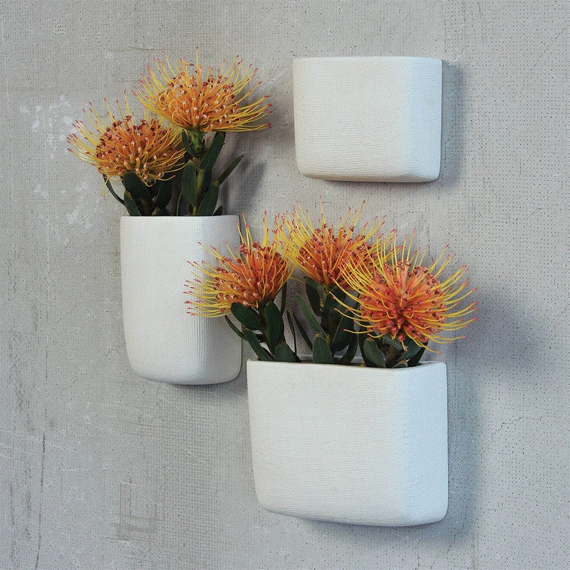 Ceramic Wall Pocket, Rect - Sm - White