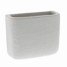 Ceramic Wall Pocket, Rect - Sm - White Vase,Ceramic Vase