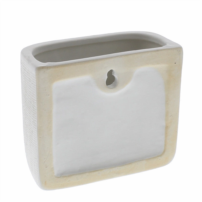 Ceramic Wall Pocket, Rect - Sm - White