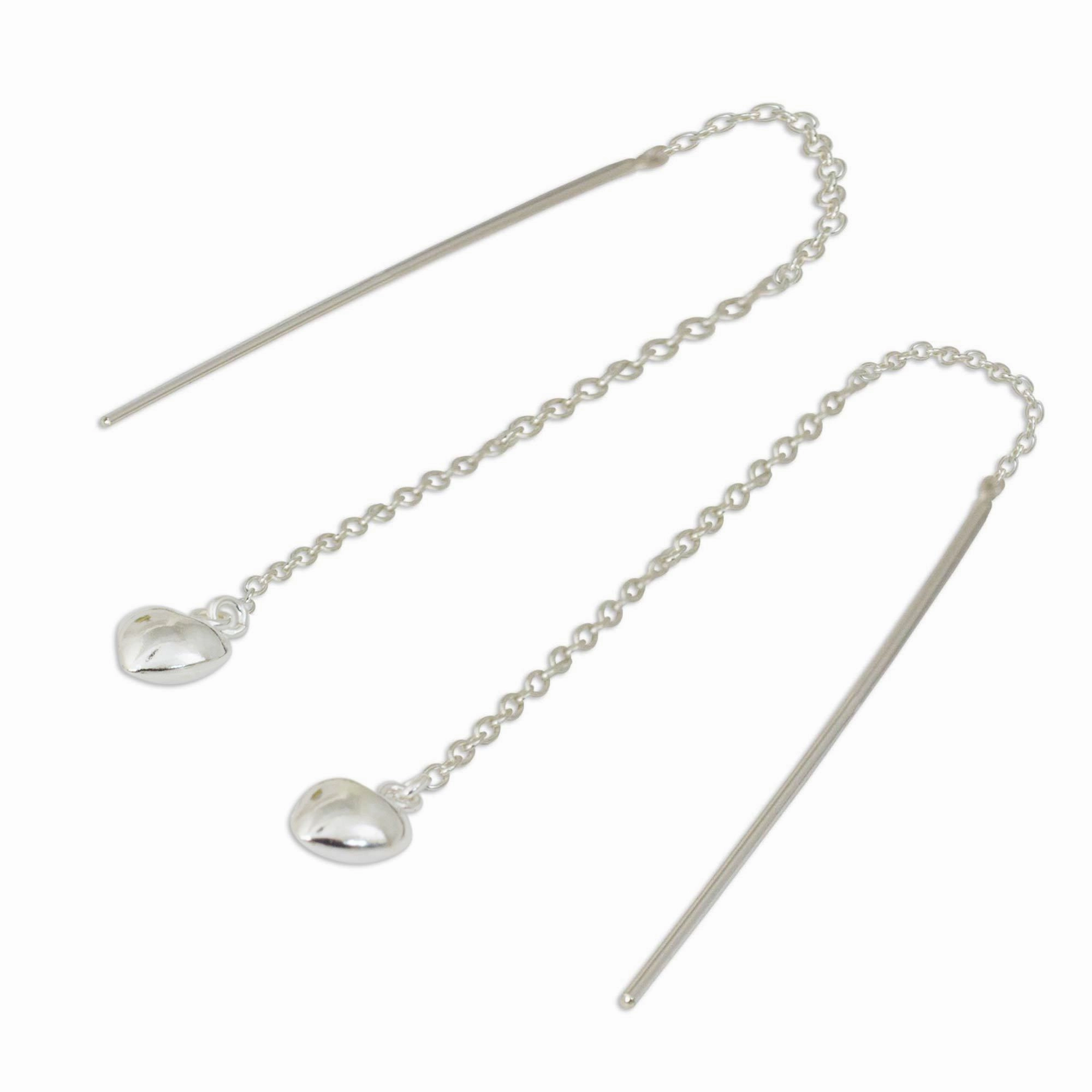 Chain of Love Sterling Silver Dangle Earrings