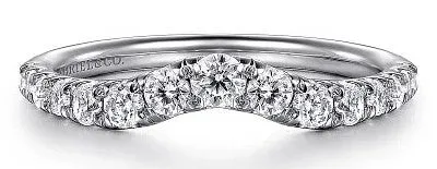 Chambery - Curved 14K White Gold French Pave Diamond Wedding Band - 0.5 ct