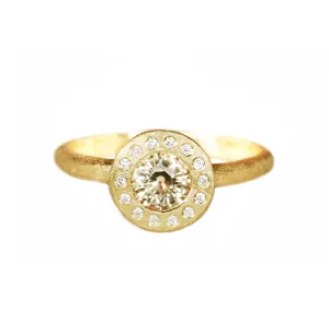 Champagne Sapphire Diamond Halo Ring