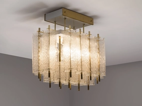 Chandelier in Structured Glass and Brass Knife Set,Kitchen Knives