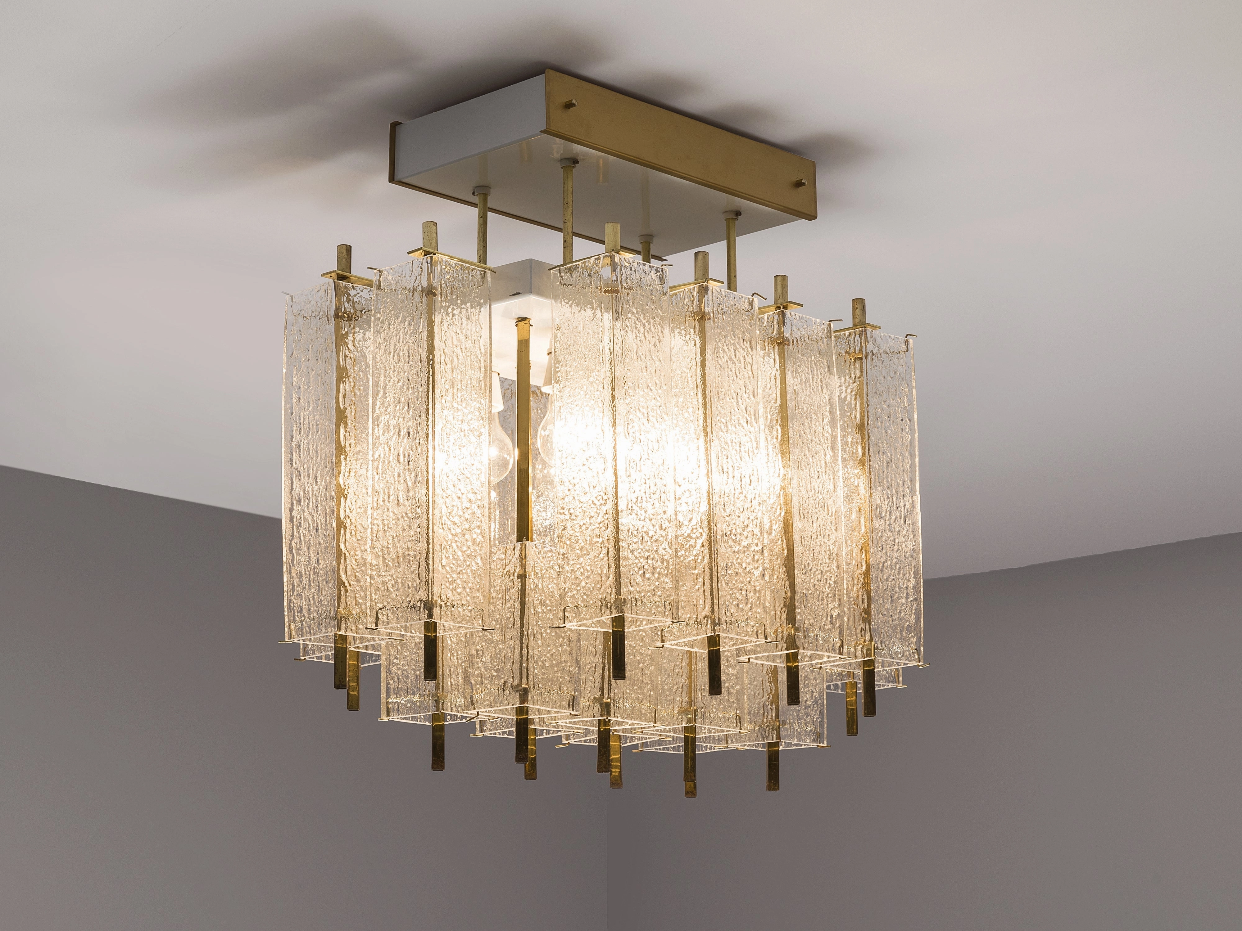 Chandelier in Structured Glass and Brass Knife Set,Kitchen Knives