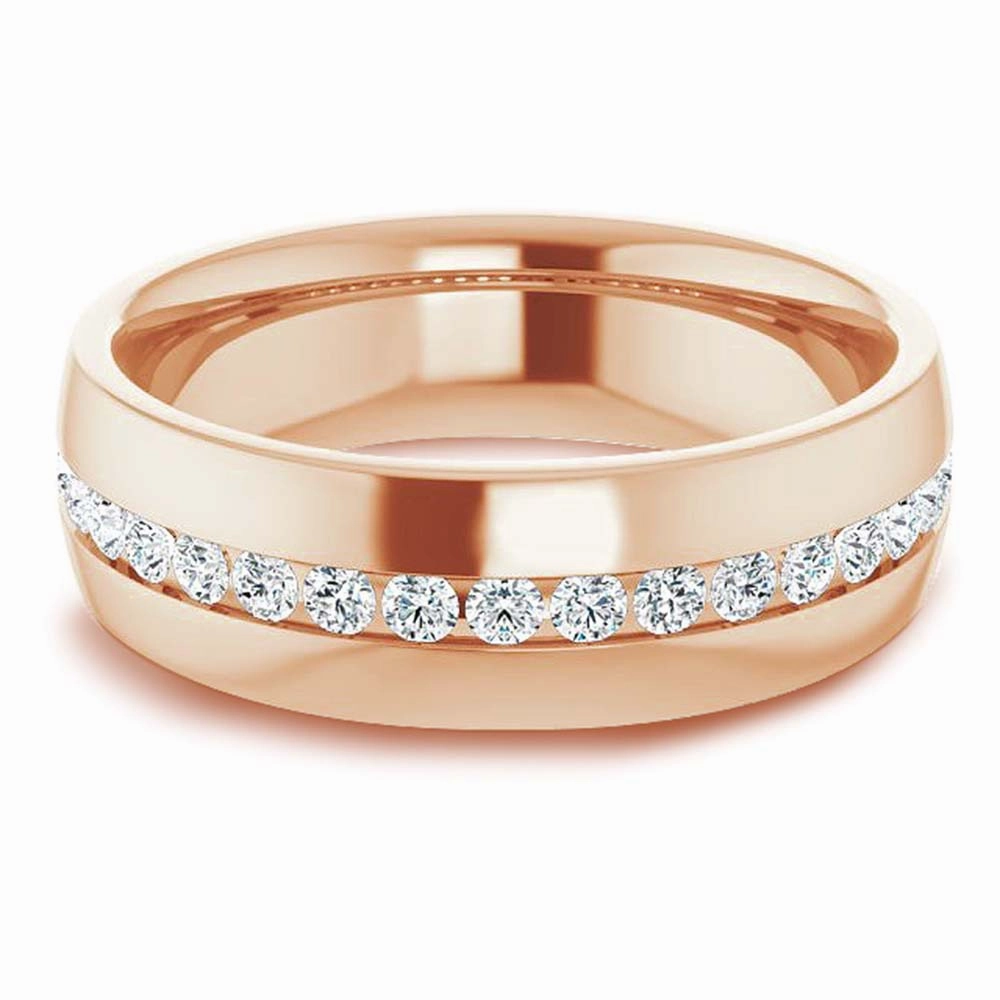 Channel Set Round Diamond Half Eternity Men's Band