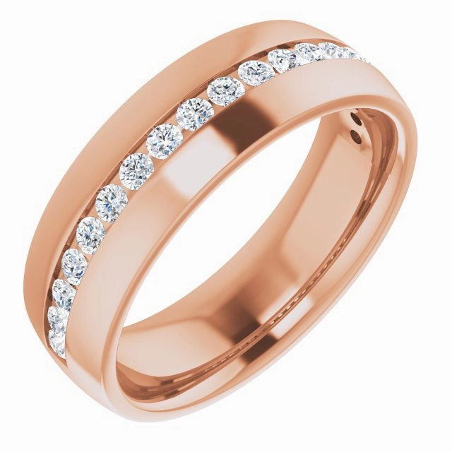 Channel Set Round Diamond Half Eternity Men's Band