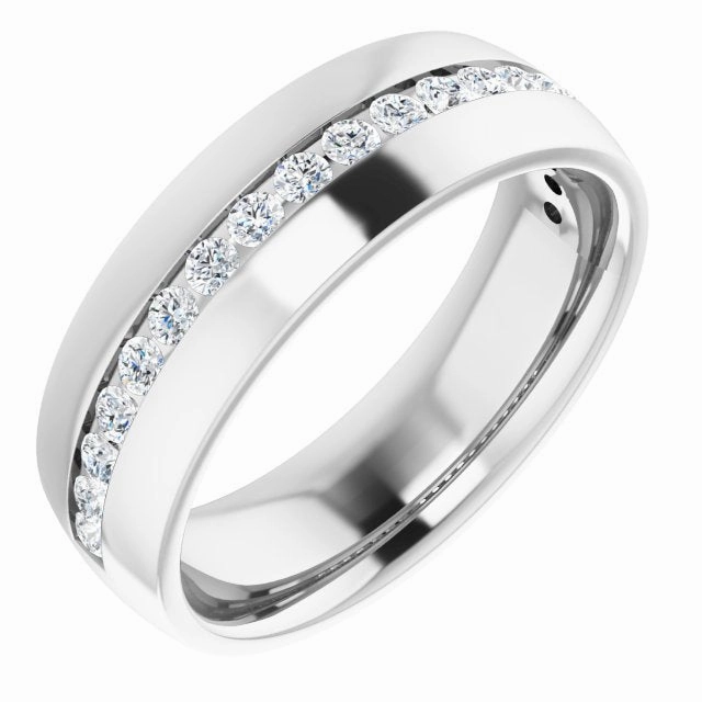 Channel Set Round Diamond Half Eternity Men's Band