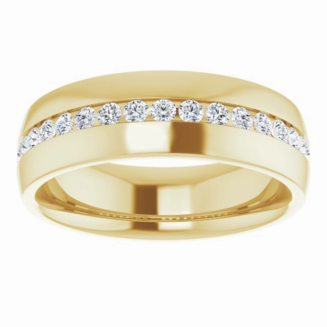 Channel Set Round Diamond Half Eternity Men's Band