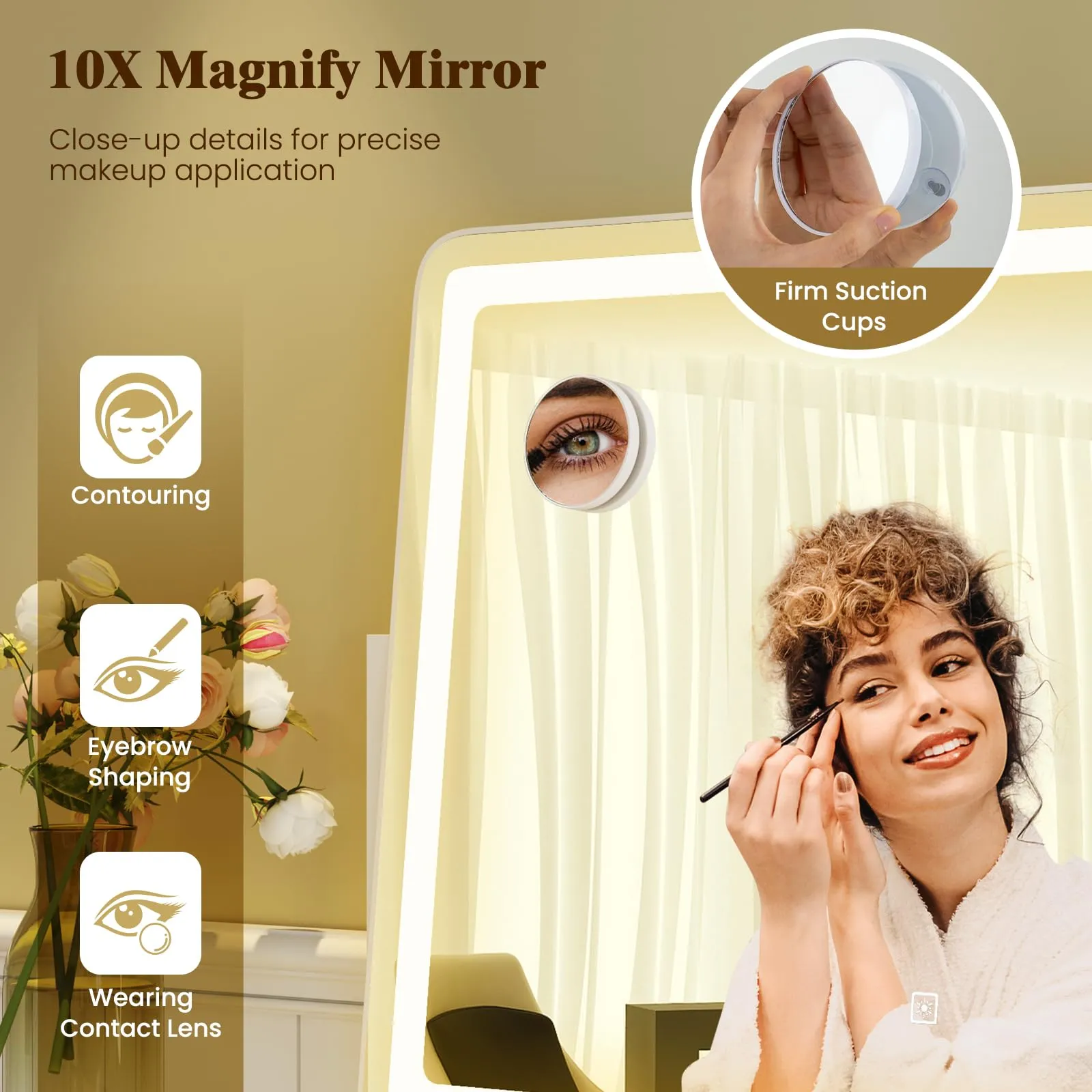 CHARMAID Vanity Mirror with Lights - 32'' x 22'' Large Lighted Vanity Makeup Mirror with 10X Magnify Mirror