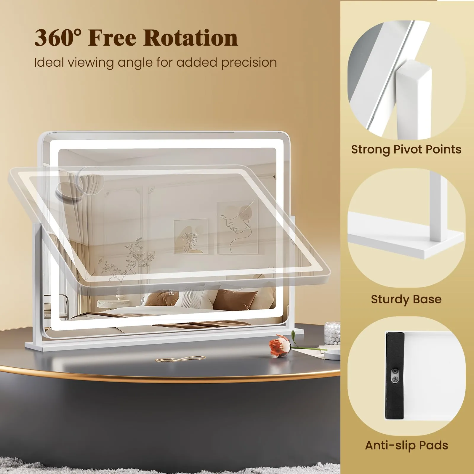 CHARMAID Vanity Mirror with Lights - 32'' x 22'' Large Lighted Vanity Makeup Mirror with 10X Magnify Mirror