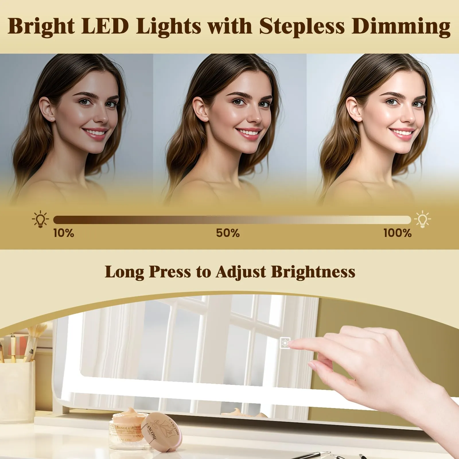 CHARMAID Vanity Mirror with Lights - 32'' x 22'' Large Lighted Vanity Makeup Mirror with 10X Magnify Mirror