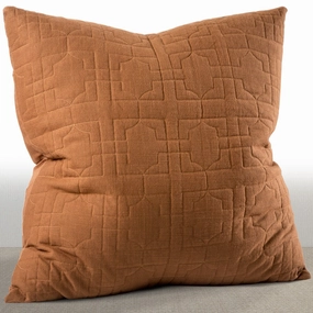 Chauran Riviera Cognac Embroidered Cotton Euro Sham pillowcases,cotton pillow covers,bed linen
