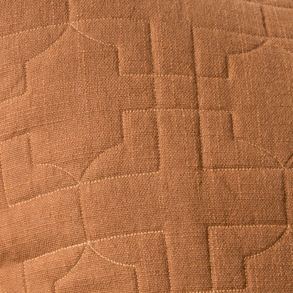 Chauran Riviera Cognac Embroidered Cotton Euro Sham