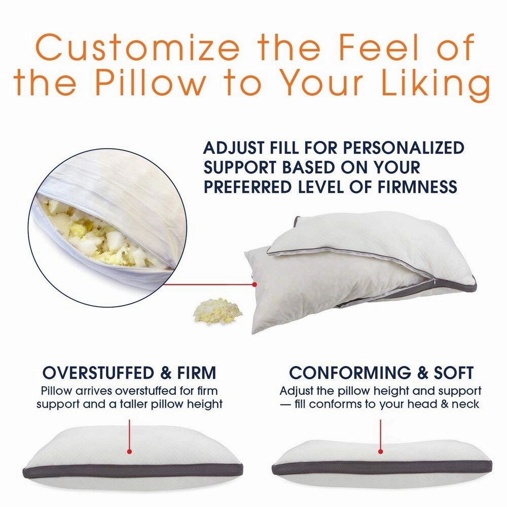 Cheer Collection Shredded Memory Foam Air Pillow with Gusset - White