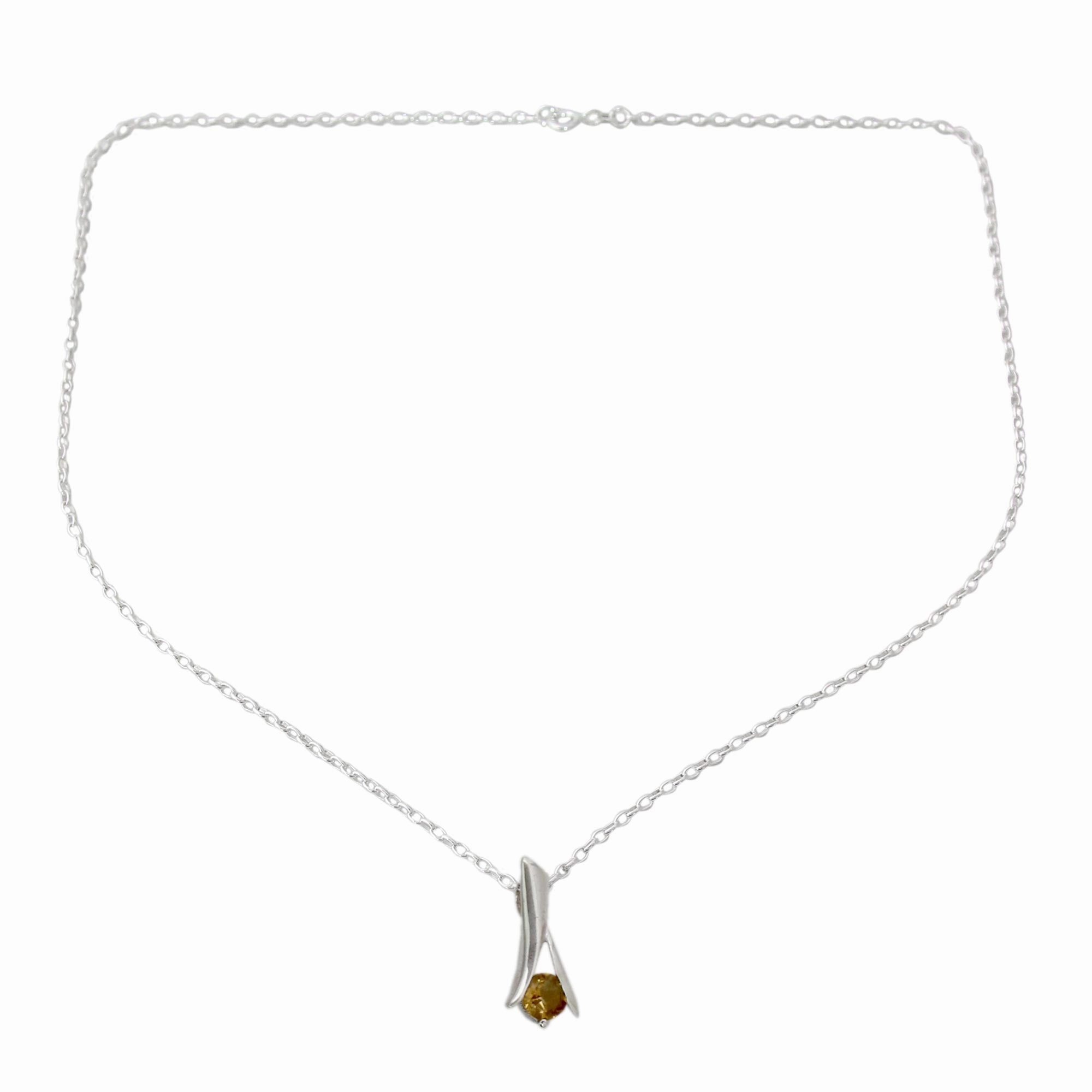 Chennai Sun Modern Jewelry Sterling Silver and Citrine Necklace
