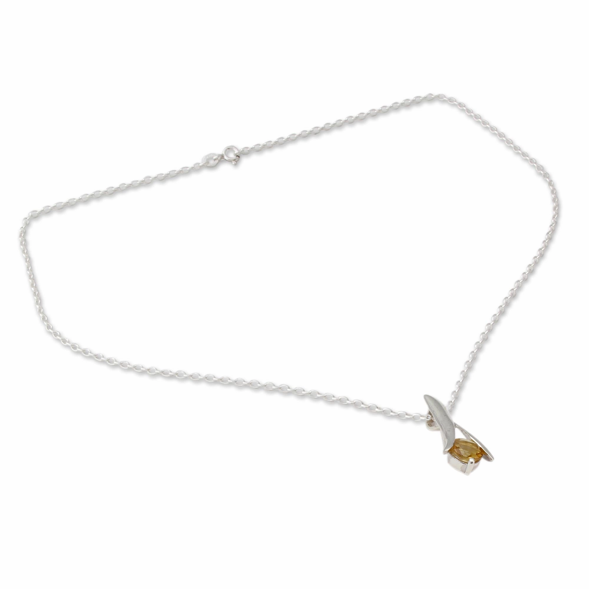 Chennai Sun Modern Jewelry Sterling Silver and Citrine Necklace