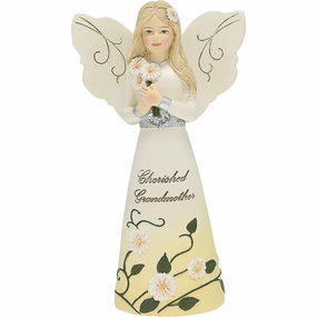 Cherished Grandmother 5" Angel Figurine Holding Daisies Decorative Mirror,Home Decor Mirror