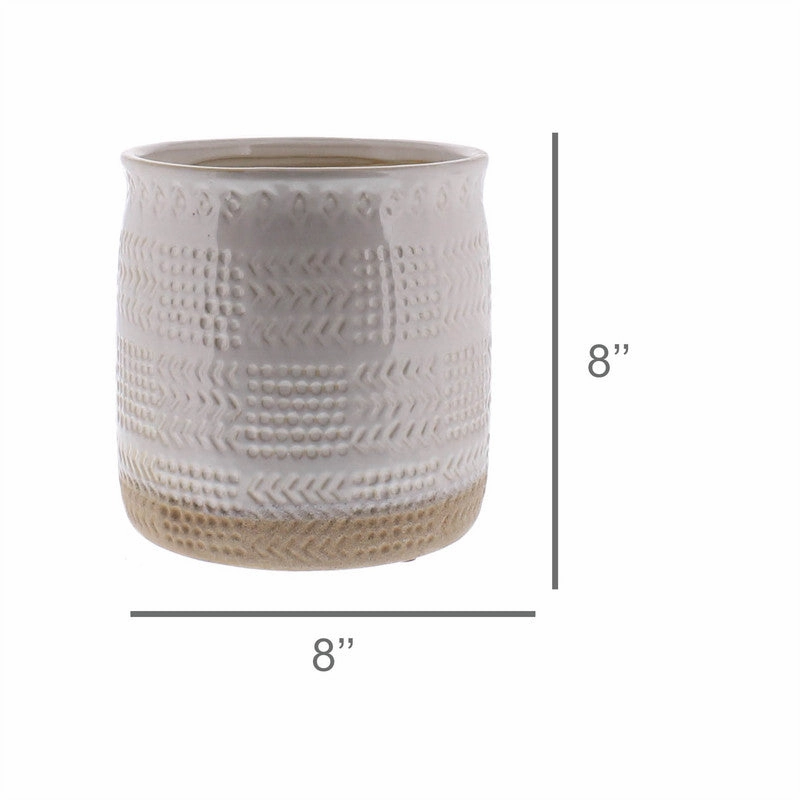 Cheyenne Cachepot, Ceramic - Lrg - White