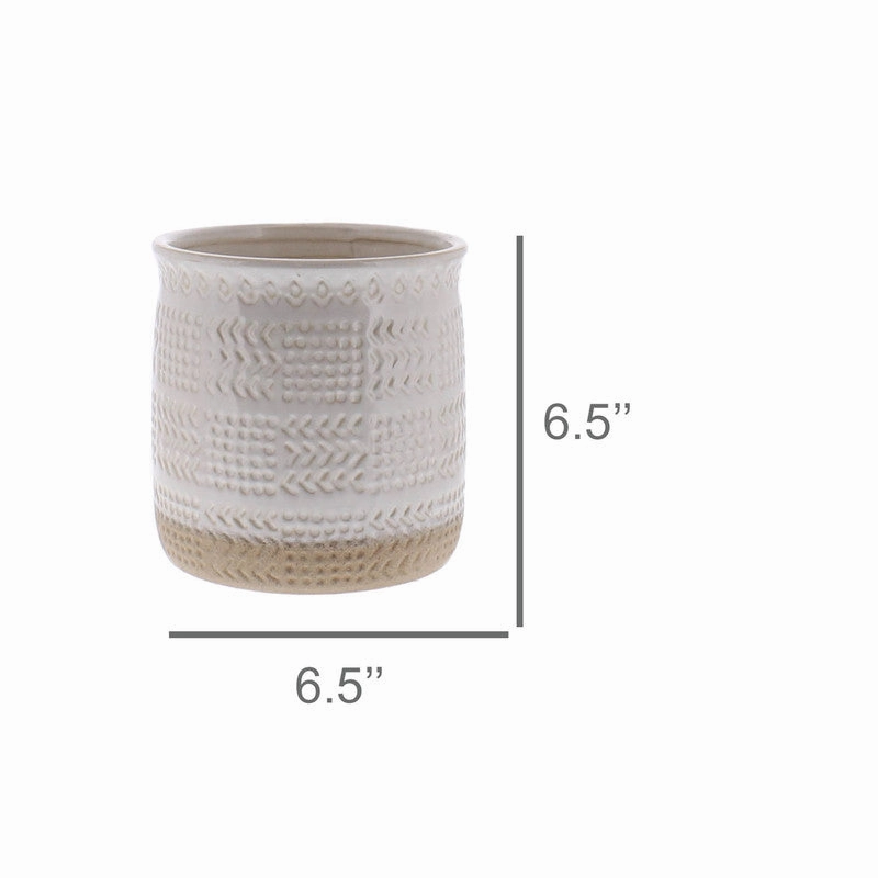 Cheyenne Cachepot, Ceramic - Med - White