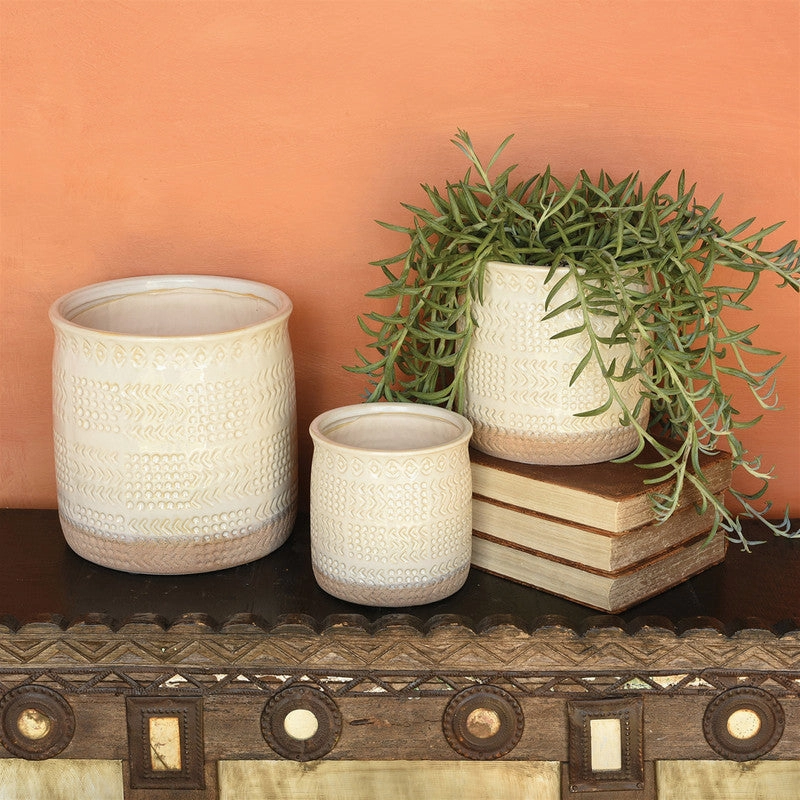 Cheyenne Cachepot, Ceramic - Med - White