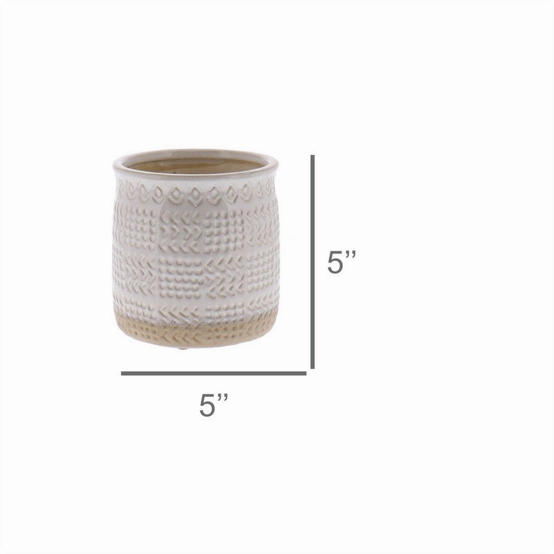 Cheyenne Cachepot, Ceramic - Sm - White