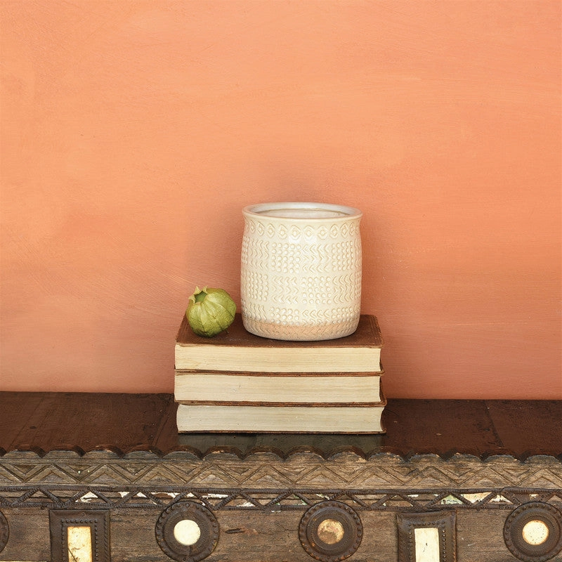 Cheyenne Cachepot, Ceramic - Sm - White