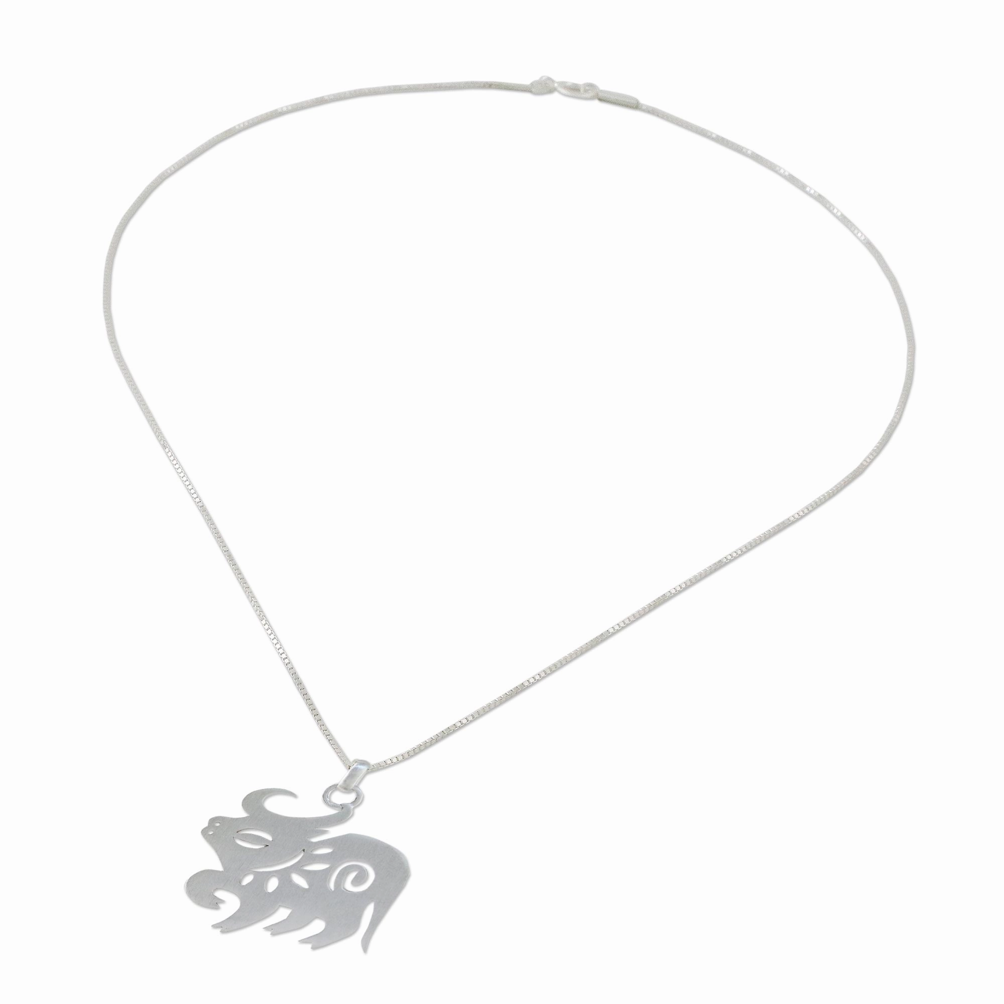 Chinese Zodiac Ox Silver Pendant Necklace