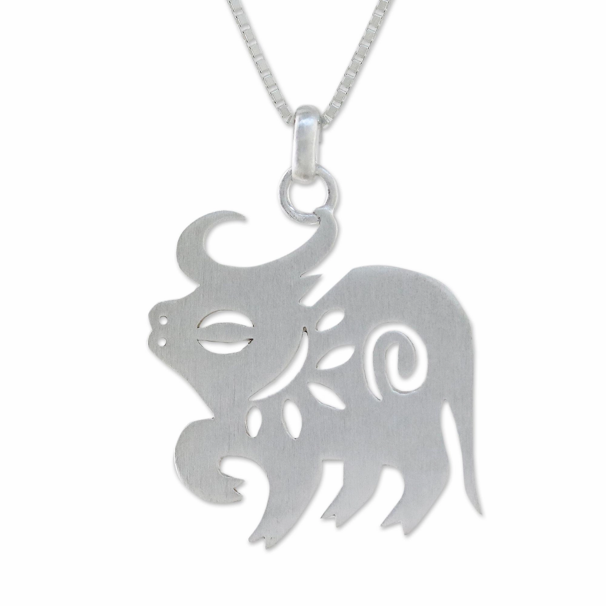 Chinese Zodiac Ox Silver Pendant Necklace