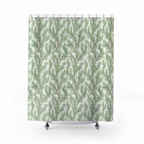 Christmas Shower Curtain | Beige Green Ferns Lighting,Home Lighting