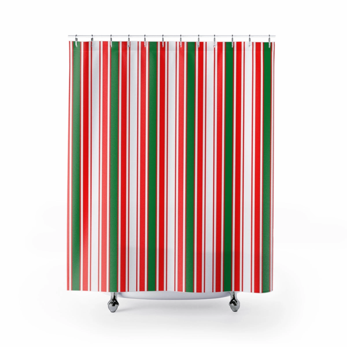 Christmas Shower Curtain | Green Red White Stripes Lighting,Home Lighting