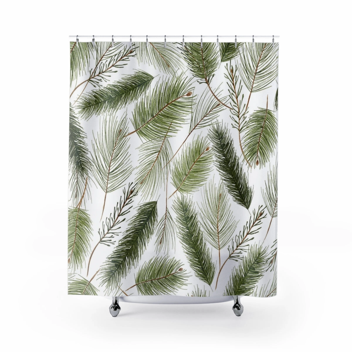 Christmas Shower Curtain | Holiday Pine Needles Lighting,Home Lighting