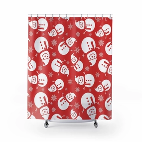Christmas Shower Curtain | Red Snowman Pattern Lighting,Home Lighting