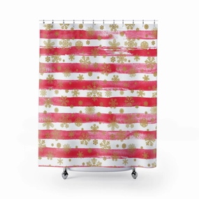 Christmas Shower Curtain | Red White Stripes Lighting,Home Lighting