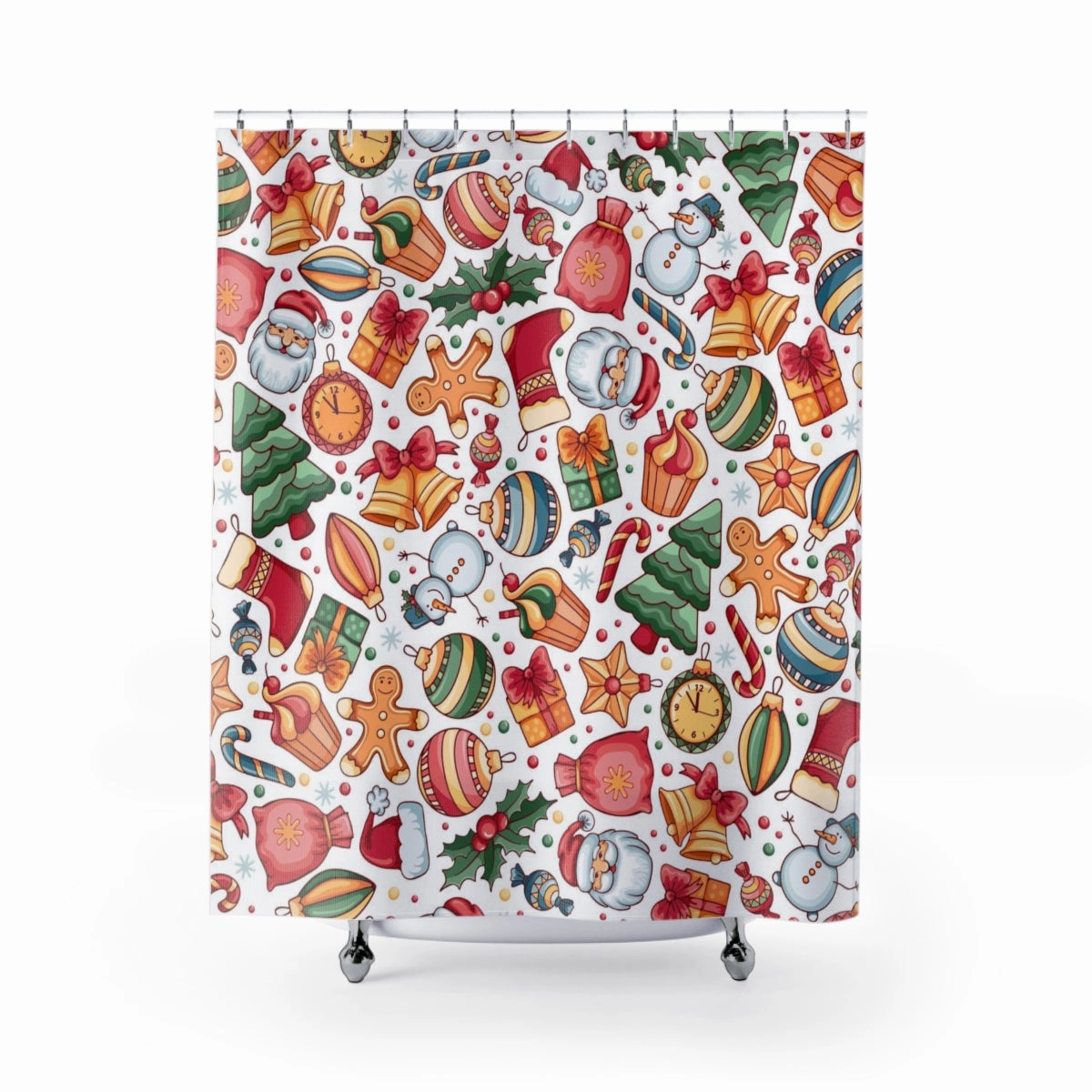 Christmas Shower Curtain | Winter Trees Gingerbread Lighting,Home Lighting