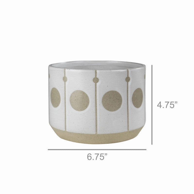 Cielo Cachepot with Circles, Ceramic - Lrg