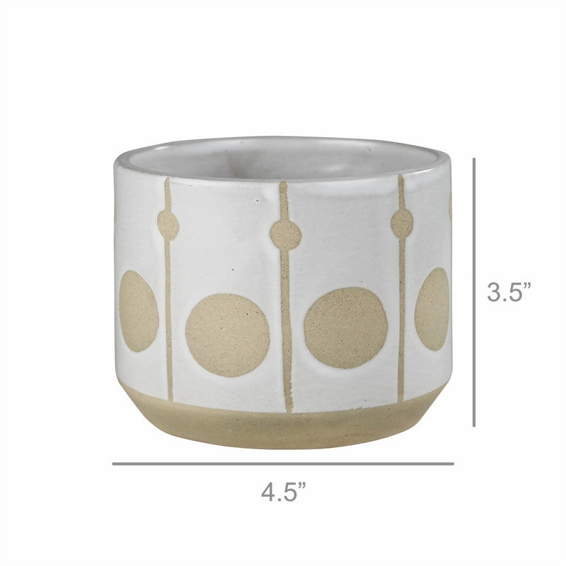 Cielo Cachepot with Circles, Ceramic - Sm