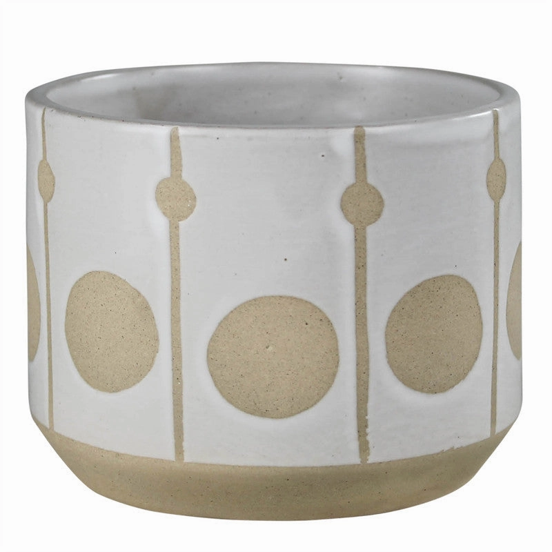 Cielo Cachepot with Circles, Ceramic - Sm
