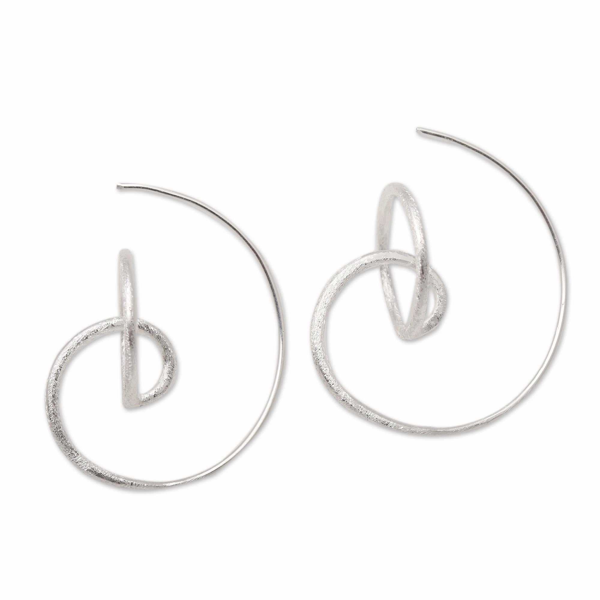 Circular Illusion Circular Sterling Silver Drop Earrings from Bali