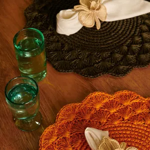 Clara Set of 2 Woven Placemats, D39cm, Forest tufted headboard, king headboard