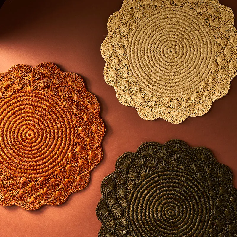 Clara Set of 2 Woven Placemats, D39cm, Forest