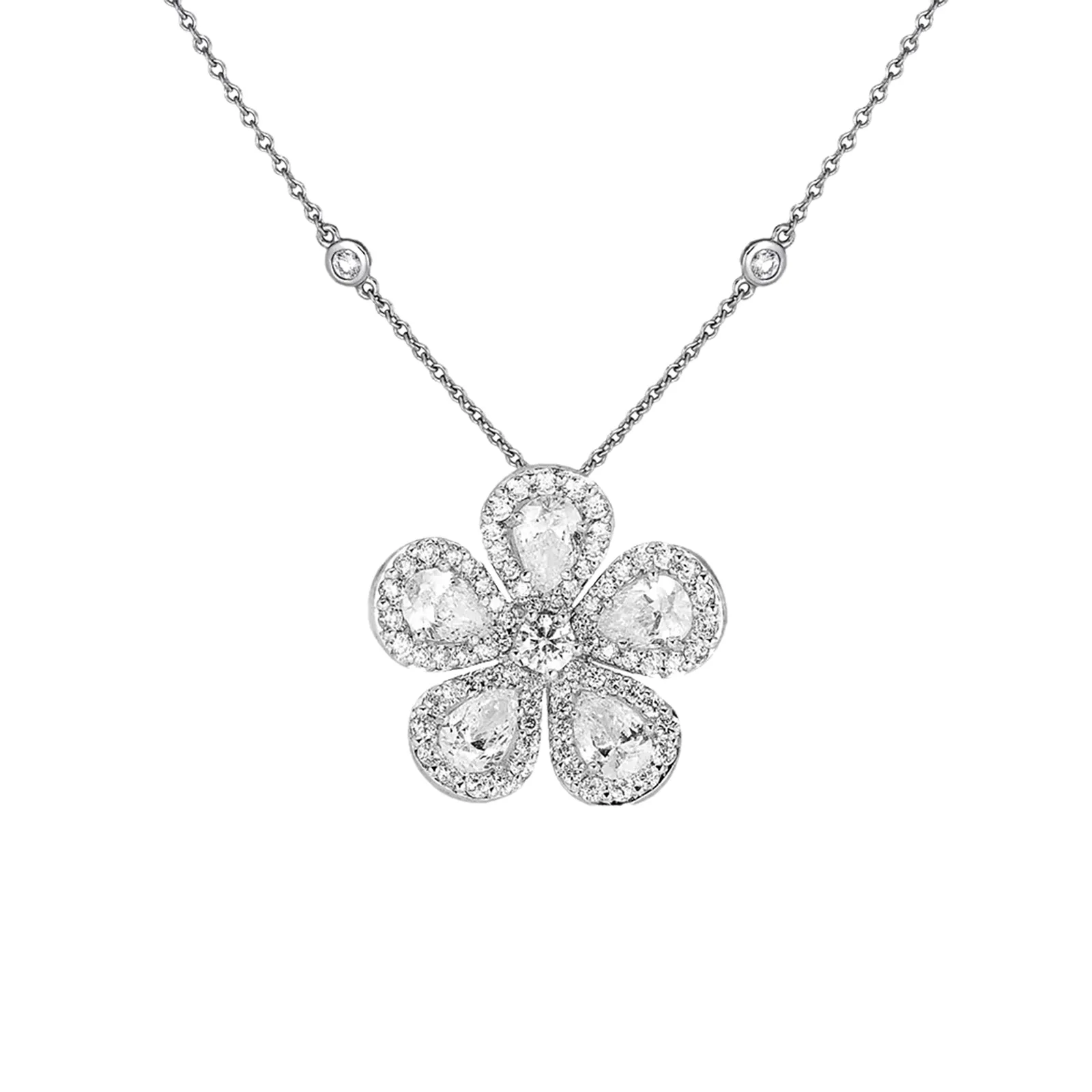 Classic Flower Necklace with Diamonds