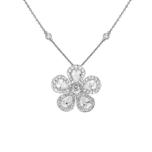 Classic Flower Necklace with Diamonds